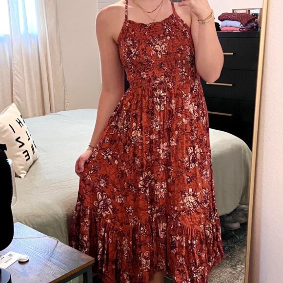 Maurices Dresses & Skirts - Maurice’s Rust Red Floral Maxi Sundress Strappy Back Boho Festival Size Small